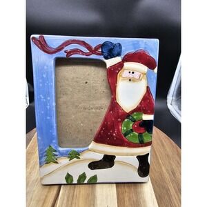 Christmas Santa Ceramic Picture Frame 4 X 6 Photo Holiday Decor